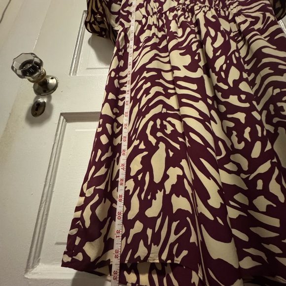 ba&sh Groove Print Mini Shirt Dress in Bordeaux - Picture 4 of 7